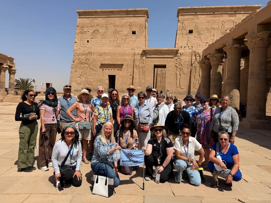 Nourbelle group at the Temple of Philae, Aswan