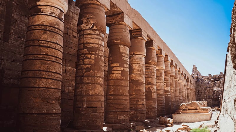 Massive stone columns of Karnak Temple, Luxor