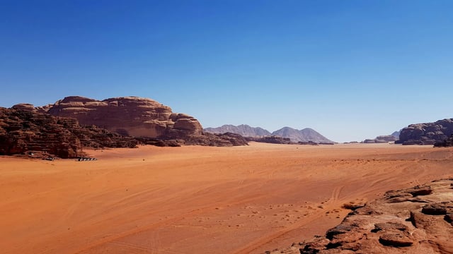 Red sand and sandstone mountains of Wadi Rum, Jordan