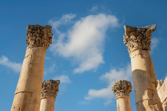Roman colonnade at the ancient city of Jerash, Jordan