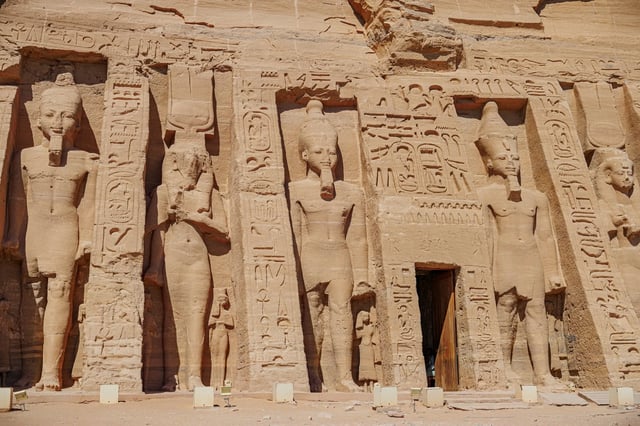 Colossal statues of Ramesses II at the Great Temple of Abu Simbel