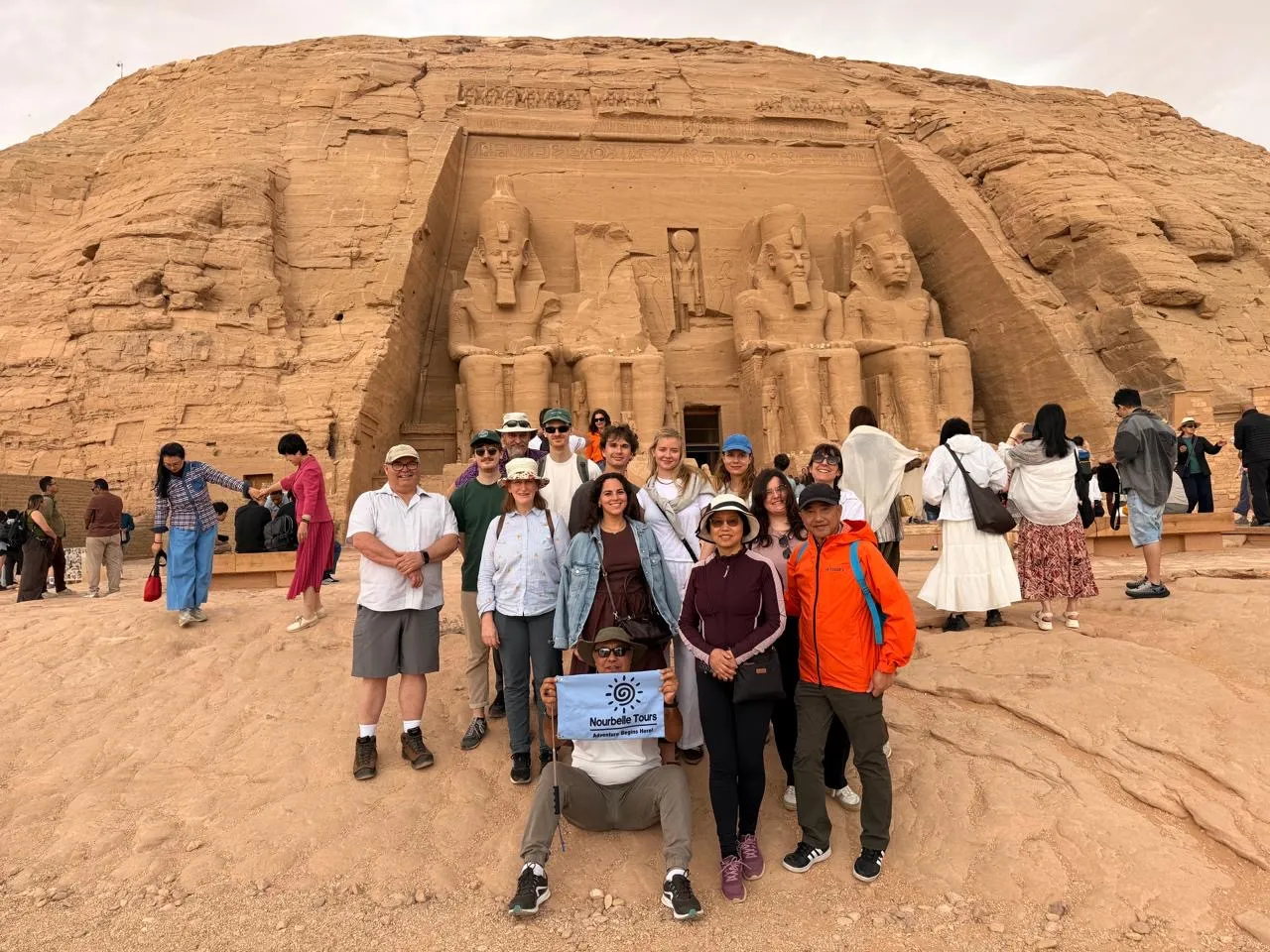 Nourbelle travel group at the Abu Simbel temples